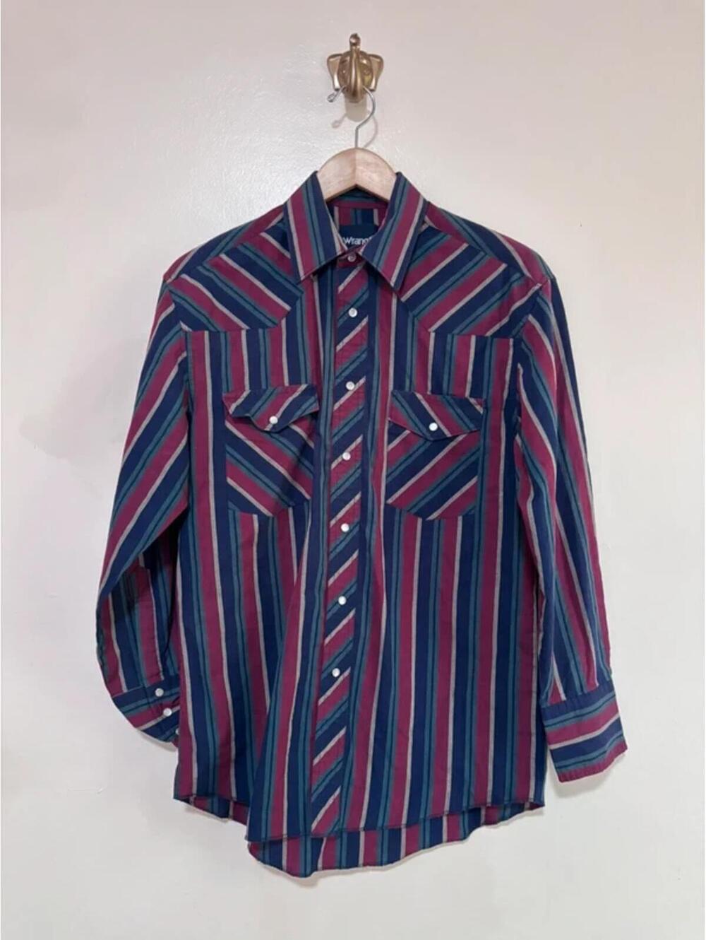 Vintage Striped Wrangler Shirt with Pearl Snaps size S